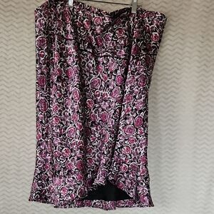 Studio 1940 Floral Print high/low Women's Skirt - Pink and Black Plus size